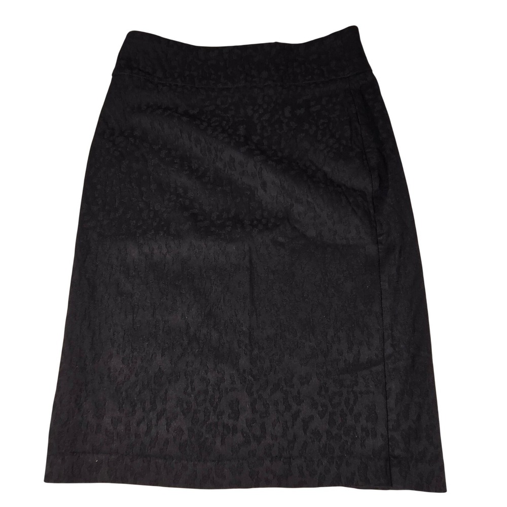 SOHO Apparel Ltd Black Leopard Jacquard Pencil Skirt Small Animal Print Stretch